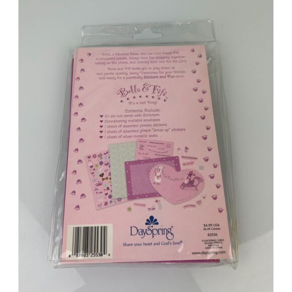 DaySpring Bella & Fifi Poodle & Cat Heart Stationary Valentine Set Scripture - Picture 7 of 11